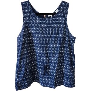Levi's Navy Blue and White Geometric Pattern Sleeveless Top. Sz. L